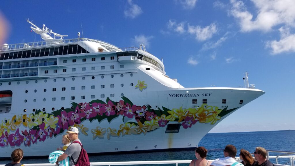 side of cruise ship
