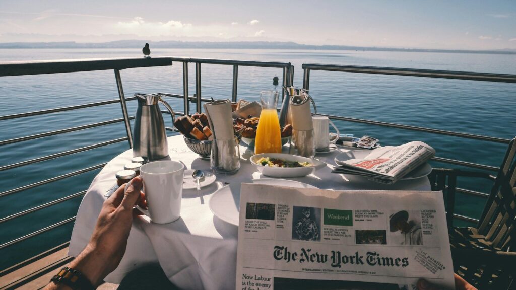 room service on balcony overlooking ocean