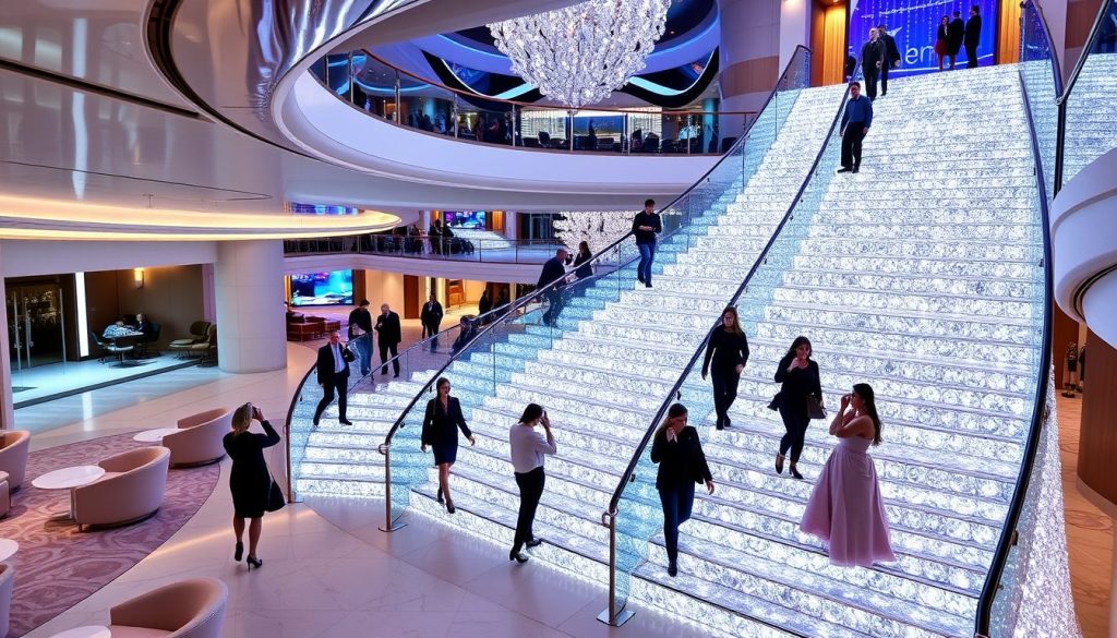 A stunning and elegant image capturing the Swarovski crystal staircase