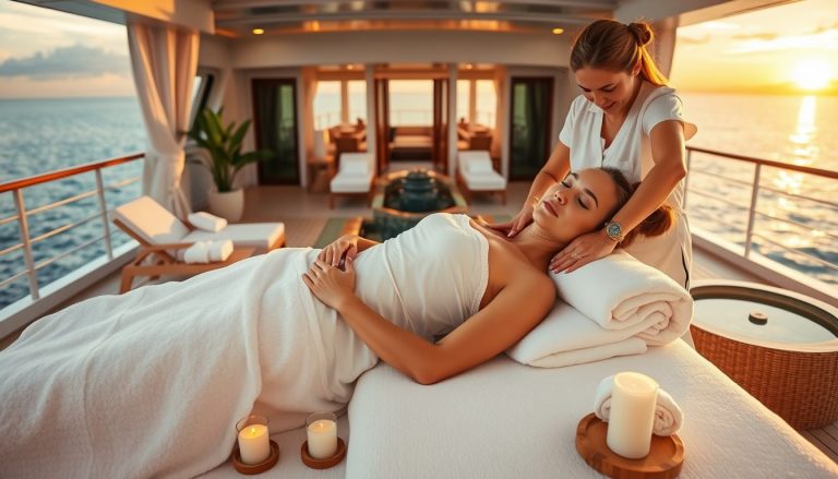 a woman receiving a relaxing spa treatment on a luxurious cruise ship 2