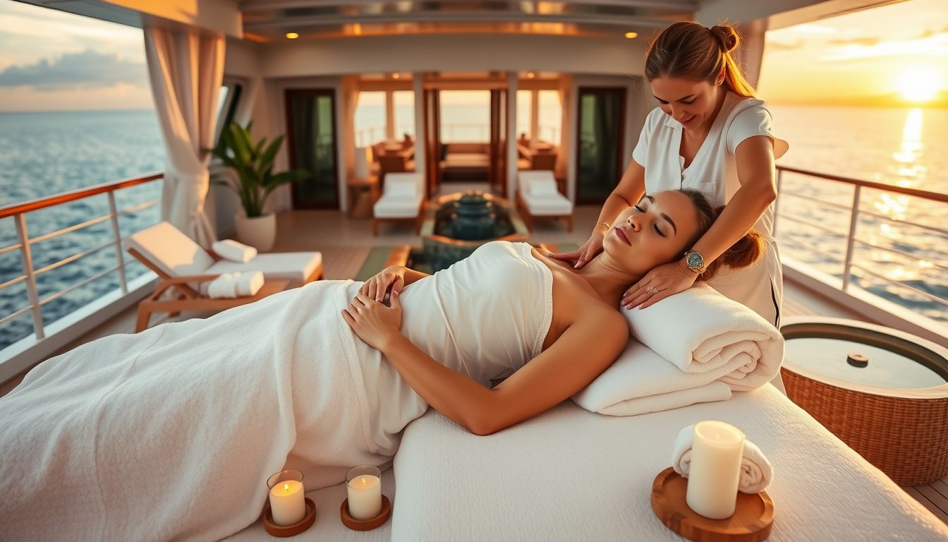a woman receiving a relaxing spa treatment on a luxurious cruise ship 2