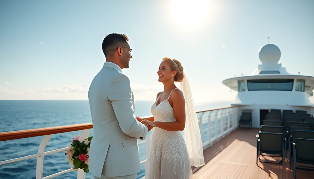 couple getting married on deck of cruise ship 4