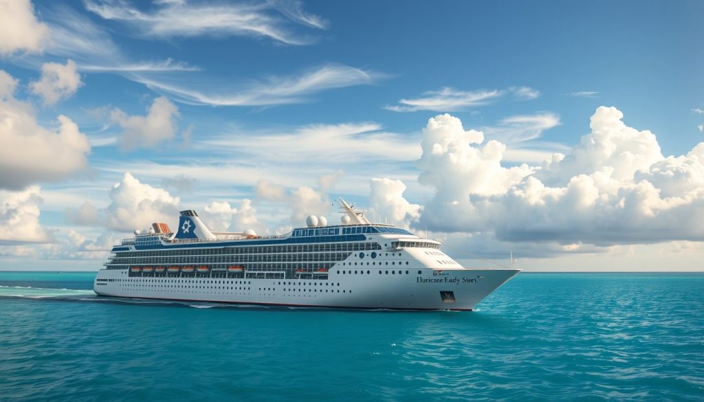 Cruise ship equipped with advanced hurricane tracking technology for passenger safety