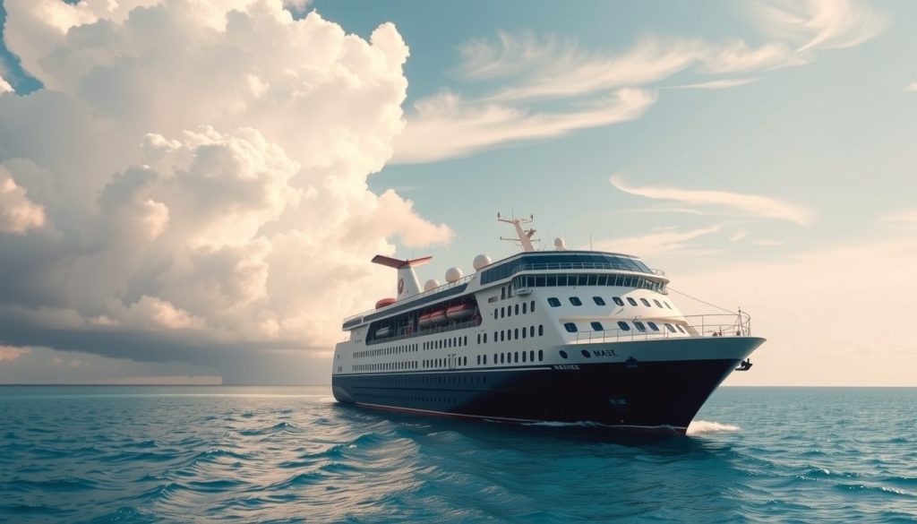 Cruise ship stability secrets with radar and navigation technology during storm season