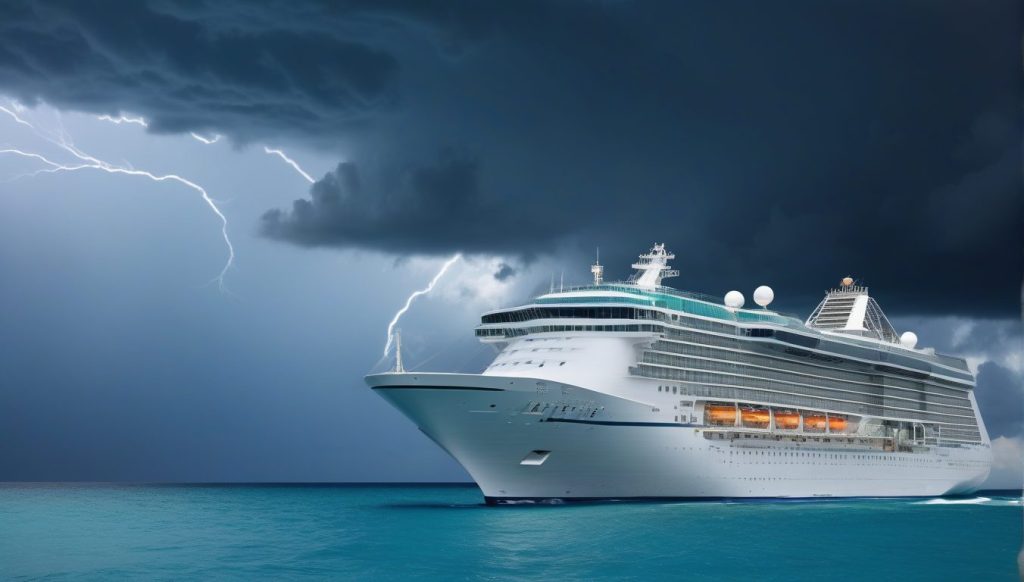 Cruise ship using advanced hurricane tracking technology for passenger safety