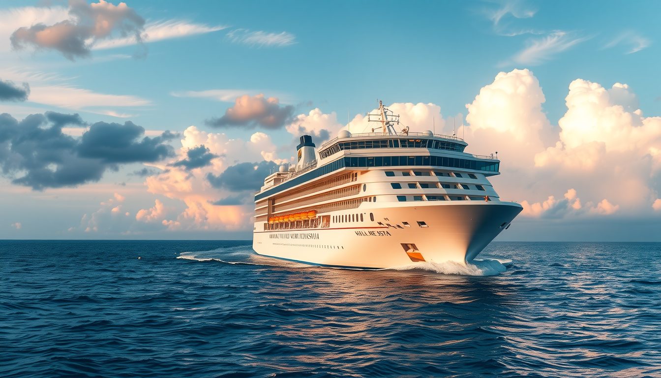 Cruise ship navigating hurricane season safely with expert decision-making